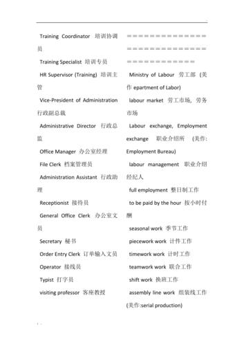 有哪些工作职位有英文字母简称？