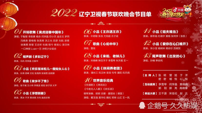2016年辽宁卫视春晚最新节目单有哪些