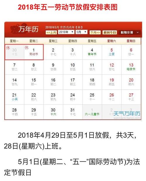 2018年五一放假几天
