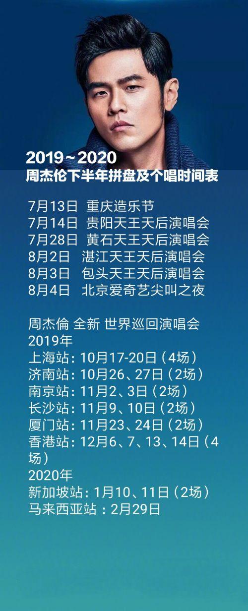 2016年周杰伦演唱会行程