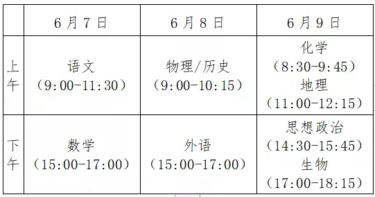 高考下午几点开始