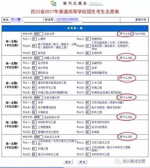 2017高考模拟志愿的专业代码怎么填？