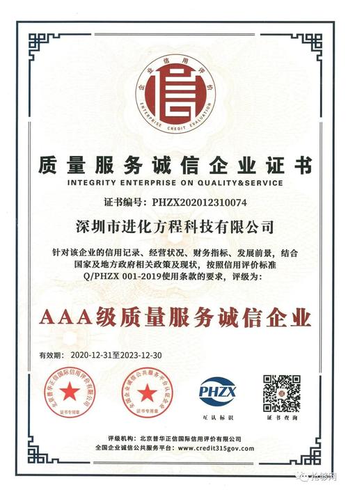 质量服务诚信AAA级企业是由哪个单位颁发