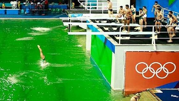 2016里约奥运会跳水水池怎么变成绿色了