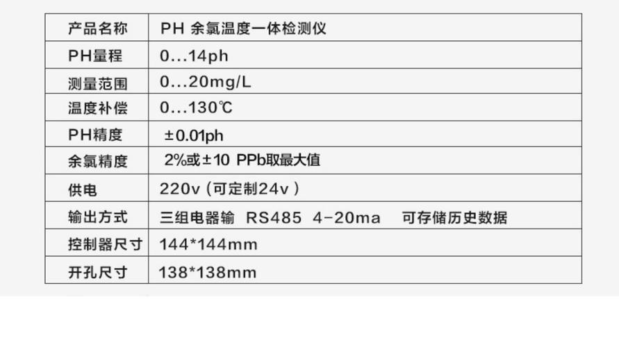 余氯仪的仪器技术参数
