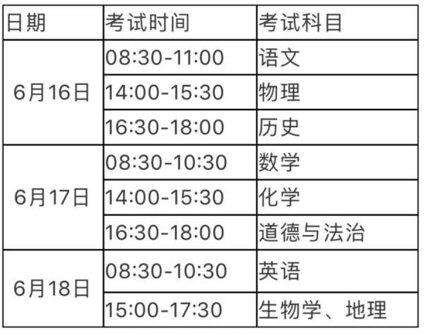 成都市中考时间2022具体时间
