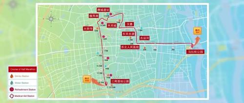 今年扬州马拉松一共多少公里？有哪些景点？