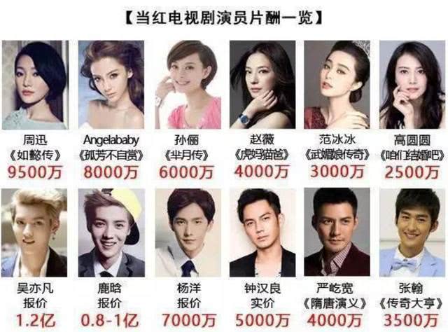 中国明星片酬大数据统计，女星第一竟没进前十名，明星一年能赚多少钱？