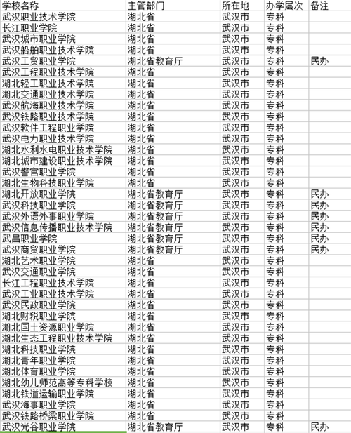 武汉师范类院校有哪些？（即大专类）