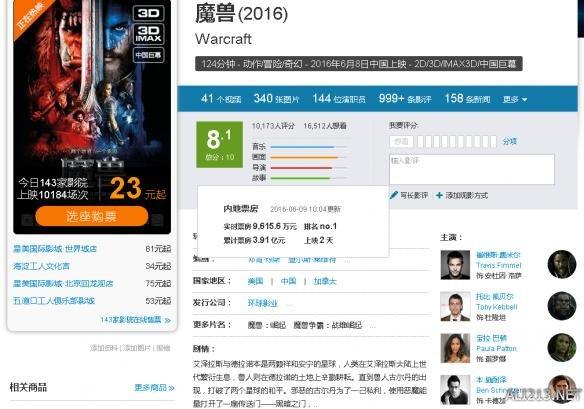 《魔兽》2天票房6亿 腾讯影业这个