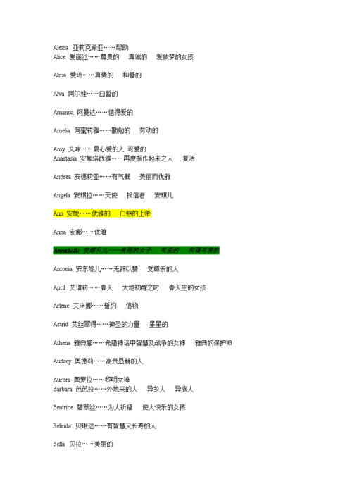 谁能告诉我那些英文名字的意思