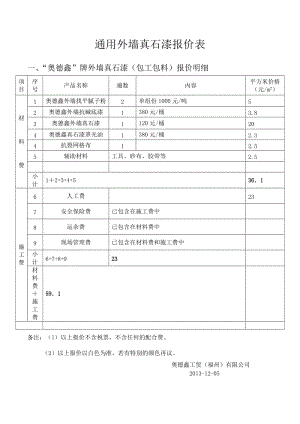 贵州毕节外墙真石漆报价表有参考吗