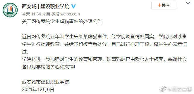西安一职校学生被指虐猫，事情的始末是怎样的？