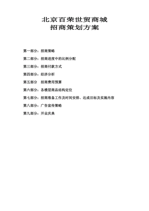 招商策划书包括哪些内容呢？
